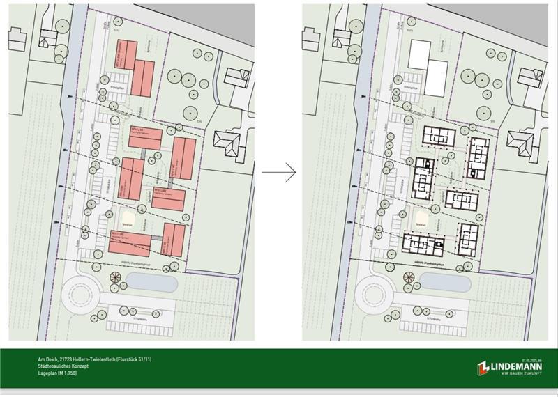 Lindemann plant neues Wohngebiet am Elbdeich inmitten der Obstplantagen Städtebauliches Konzept: Erste Ideen für das Wohngebiet am Elbdeich in Twielenfleth.