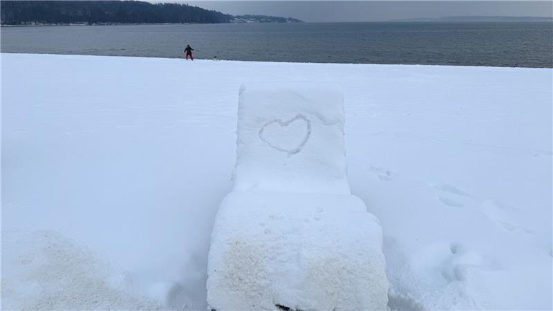 Strand an der Flensburger Förde im Schnee.