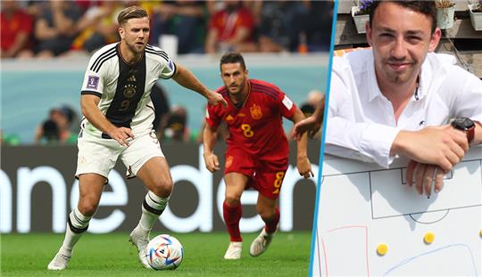 Stürmer Niklas Füllkrug ist trotz seines Treffers gegen Spanien nicht gesetzt. Fotos: Berlin/dpa, Montage: bat