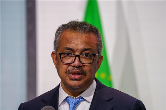 Tedros Adhanom Ghebreyesus, Generaldirektor der Weltgesundheitsorganisation, spricht zu den Pressevertretern. Foto: Andreas Arnold/dpa