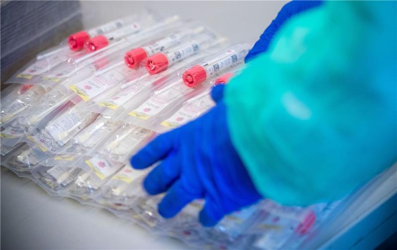 Corona-Inzidenz im Landkreis Stade sinkt unter 1000 Testsets mit Abstrichstäbchen liegen in einem Testzentrum für Corona-Verdachtsfälle.