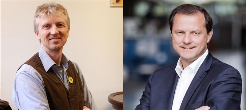 Das Ringen um den Klimaschutz Thomas Ringleben-Fricke , Sprecher der Buxtehuder Mahnwache für den Atomausstieg und Oliver Grundmann (CDU), Bundestagsabgeordneter aus Stade. Fotos Richter/Tobias Koch