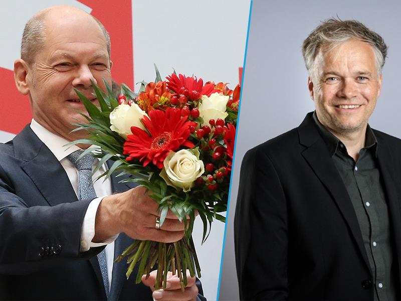 Tim Braune (rechts) kommentiert die bevorstehenden Gespräche von SPD-Kanzlerkandidat Olaf Scholz mit FDP und Grünen.