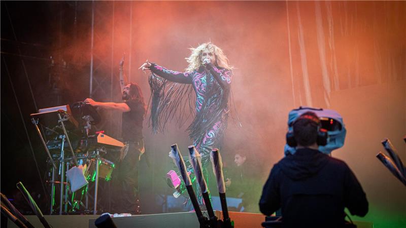 Nach Abbruch beim Deichbrand: In Berlin kann Heidi Klum Tokio Hotel zujubeln Tokio Hotel stand das erste mal auf einer Festival-Bühne in Deutschland.Foto: Arnd Hartmann