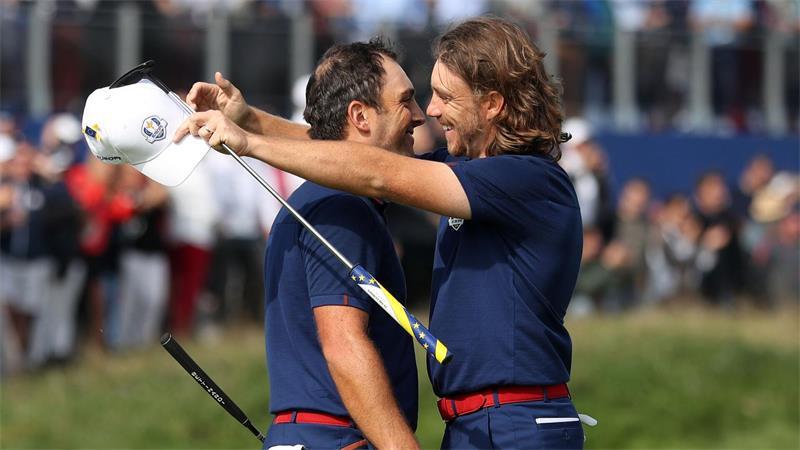 Southports Golf-Held Fleetwood jagt seinen Major-Traum Tommy Fleetwood (r) und Francesco Molinari beim Ryder Cup 2018 in Paris. (Archivbild)