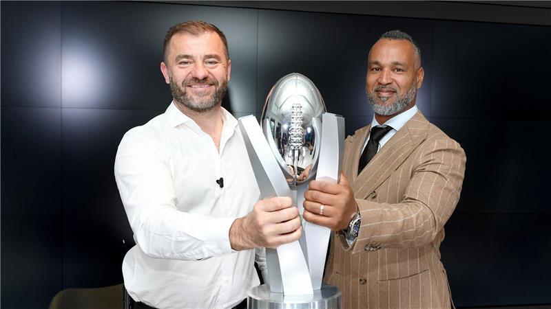 Träumten da noch von einer glänzenden Zukunft: Die einstigen Liga-Bosse Zeljko Karajca (links) und Patrick Esume. (Archivbild)