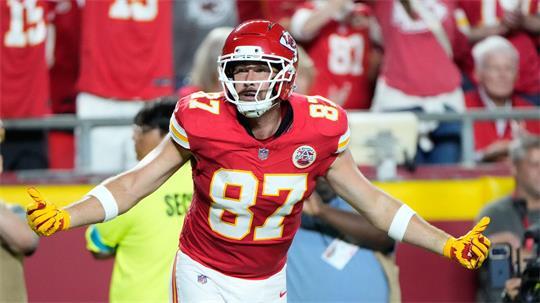 Travis Kelce jubelte über einen Touchdown und einen guten Auftritt.