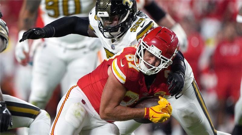 Travis Kelce von den Kansas City Chiefs musste gegen die New Orleans Saints viel einstecken.