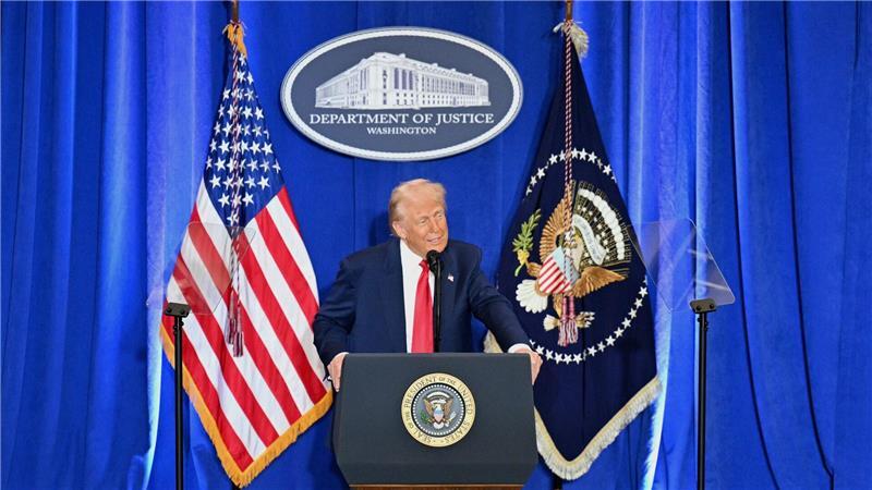 Trump nutzte den Auftritt im Justizressort für eine politische Abrechnung mit seinen Gegnern.