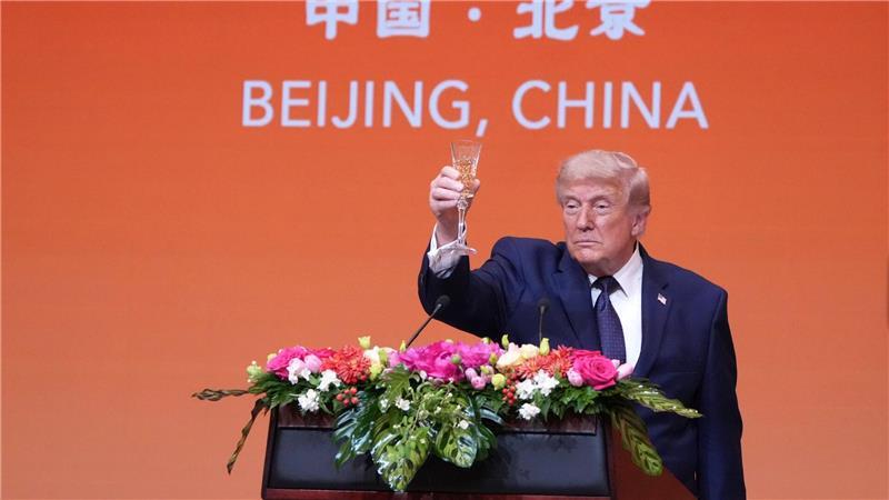 Trump sprach beim Staatsbankett. 