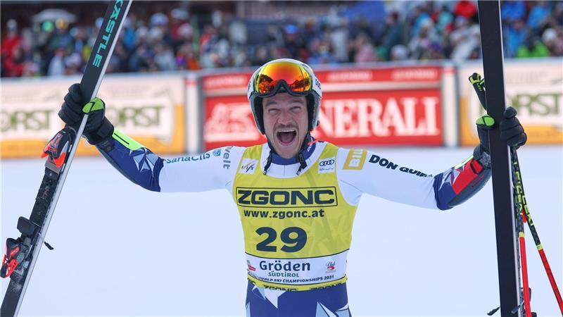 Tschechischer Ski-Coup in Gröden: Jan Zabystran bejubelt seinen Sieg im Super-G.