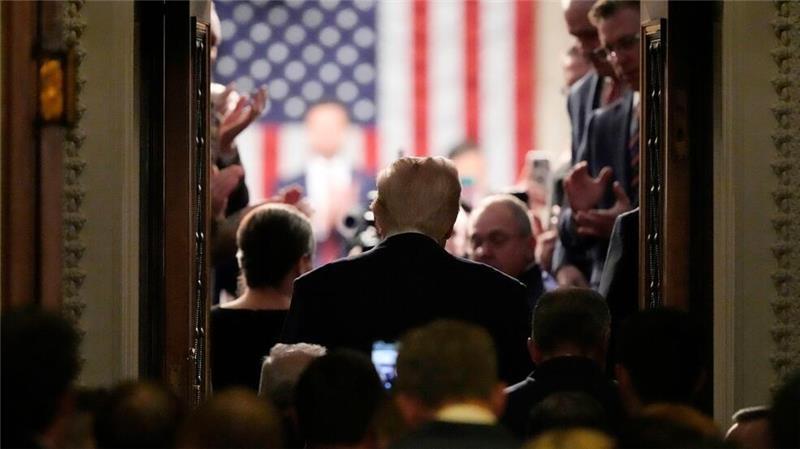 US-Präsident Donald Trump kommt an, um vor einer gemeinsamen Sitzung des Kongresses im Kapitol in Washington zu sprechen.