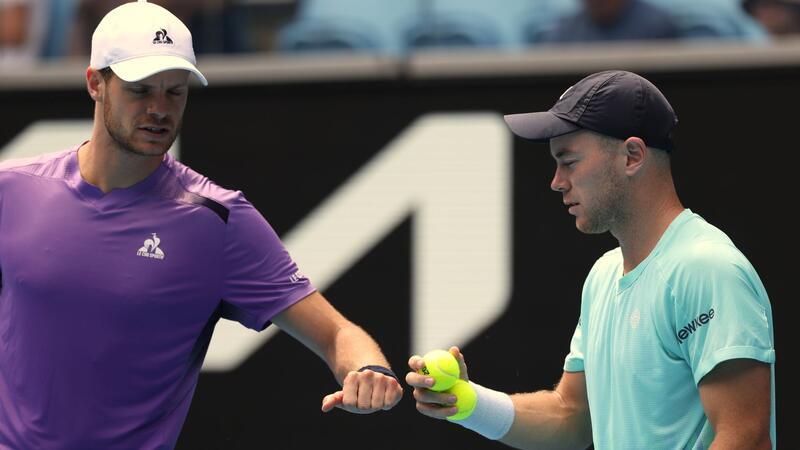 Doppel Hanfmann und Koepfer in Melbourne im Halbfinale Überraschend im Halbfinale: Yannick Hanfmann (l) und Dominik Koepfer.