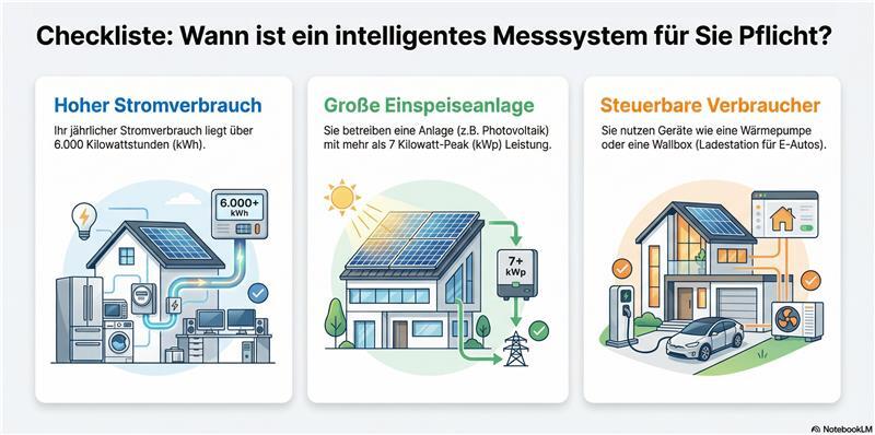 Übersicht, für wen Smart Meter verpflichtend sind.