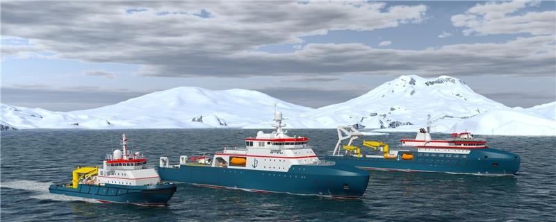 Unterwegs im Arktischen Ozean: Die „Baupläne“ für einen eisgängigen Schlepper, ein eisbrechendes Hochsee-Rettungsschiff und einen eisgängigen Tonnenleger (von links) liegen bei der Pella Sietas-Werft in Neuenfelde bereits in den Schubladen.