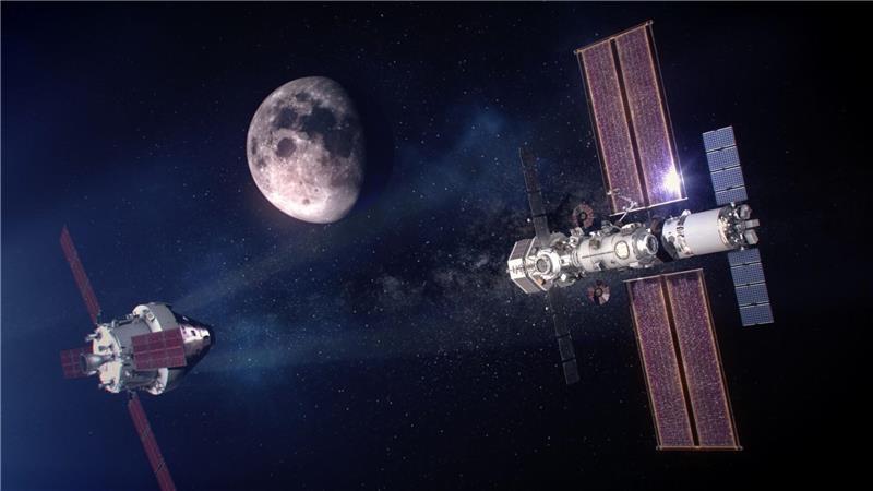 Ursprünglich sah das Projekt auch einen Außenposten am Mond namens „Lunar Gateway“ vor - hier eine grafische Darstellung.