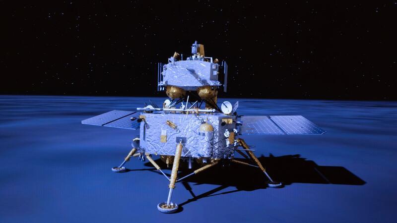 Chinas „Chang’e“-Sonde verlässt Mond mit Gesteinsproben Videoanimation: So in etwa sah es aus, als die chinesische Sonde auf dem Mond landete.
