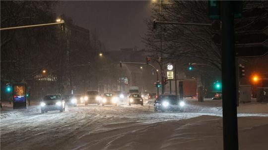 Viel Schnee am Morgen in Hamburg.
