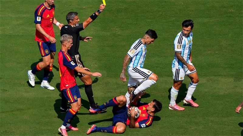 Viel zu tun: Schiedsrichter Slavko Vincic beim WM-Finale Spanien gegen Argentinien.