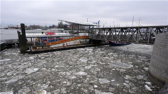Viele Eisschollen treiben auf der Elbe in Hamburg.