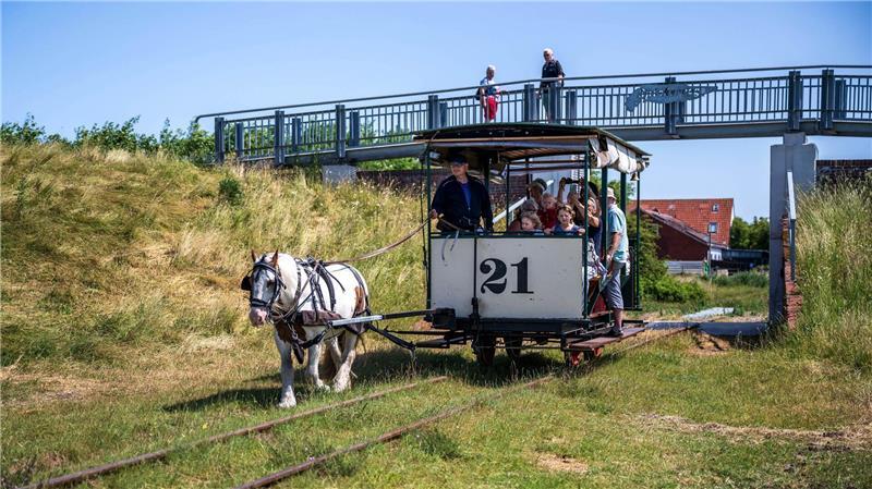 Viele Urlauber fahren im Sommer gern mit der historischen Pferdebahn. (Archivbild)