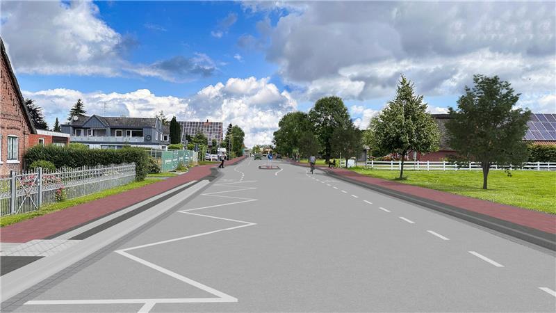 L140-Ausbau in Steinkirchen: So könnte die neue Straße aussehen Vision: Visualisierung der L140 auf Höhe der Hogendiekbrücke in Steinkirchen.