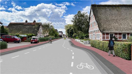 Vision: Visualisierung der L140 in der Ortsdurchfahrt Steinkirchen.