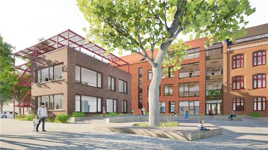 Visualisierung der Erweiterung der Katholischen Bonifatiusschule in Hamburg-Wilhelmsburg.