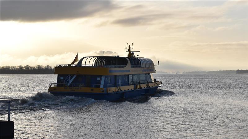 Volle Kraft voraus: Die Lühe-Schulau-Fähre (LSF) nimmt nach dem Ablegen in Grünendeich wieder Kurs auf Wedel.