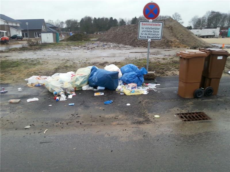 Wildmüll in Neubaugebieten wird im Kreis Stade zum Problem Vor allem jetzt im stürmischen Herbst fliegt der Müll schnell umher. Foto: Landkreis Stade