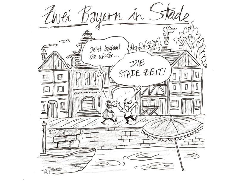 Cartoonisten-Duo Hauck und Bauer kommt nach Agathenburg Vor ihrem Auftritt im Schloss Agathenburg hat das bayrische Karikaturisten-Duo einen exklusiven Cartoon mit Lokalbezug gezeichnet.