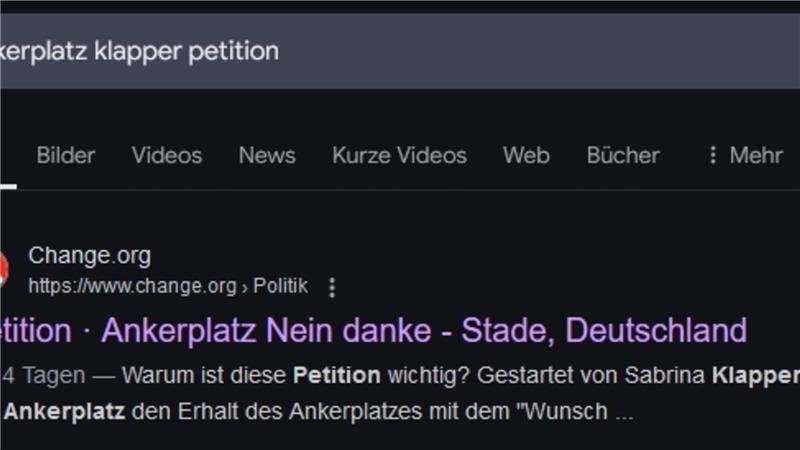 Vor vier Tagen tauchte Sabrina Klapper laut Suchmaschine noch als Initiatorin auf.