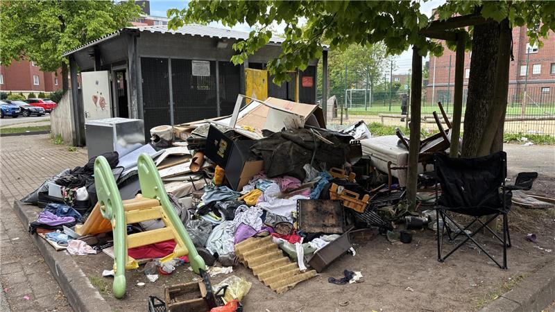 Ratten im Müll: Wie die Stadt Stade im Altländer Viertel aufräumt Vor wenigen Wochen: ein Wildmüllberg an der Mittelnkirchener Straße.