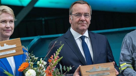 Vor zwei Jahren waren Schwesig und Pistorius gemeinsam bei der Kiellegung der Fregatte F126 „Niedersachsen“ auf der Peene-Werft. (Archivbild)