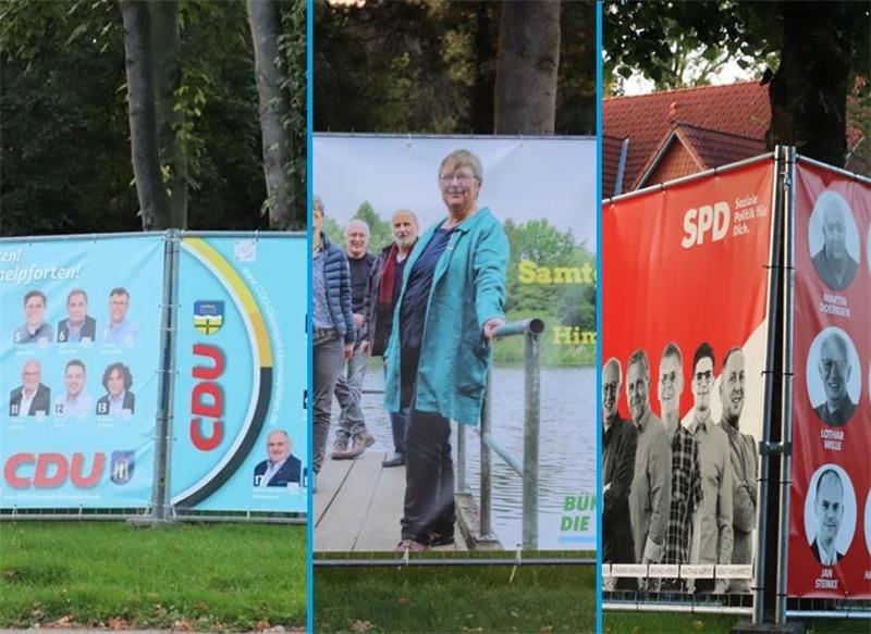 Was die Wahl in der Samtgemeinde Oldendorf-Himmelpforten entscheiden kann Wahlplakate der CDU, Grünen und SPD in der Samtgemeinde Oldendorf-Himmelpforten.