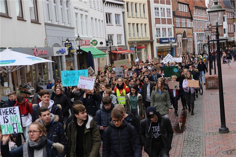 Wie hier in Buxtehude protestierten auch in Jork und Stade Schüler für mehr Klimaschutz. Foto: Richter
