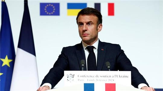 „Wir werden alles tun, was nötig ist, damit Russland diesen Krieg nicht gewinnen kann“: Frankreichs Präsident Emmanuel Macron.