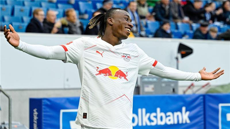 TSG Hoffenheim beendet Leipziger Erfolgsserie Yan Diomande jubelt über das 1:0 für Leipzig