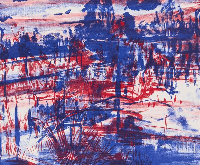 Yvette Kiessling, aus der Reihe „Hohes Moor“ (2022, mehrfarbige Tuschelithografie).