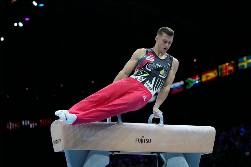 Deutsche Turner können für Olympia in Paris planen Zeigte mit Deutschlands Turnen eine starke Vorstellung: Lukas Dauser.