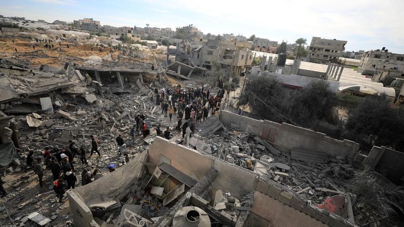 Sorge vor Bodenoffensive in Rafah wächst Zerstörte Gebäude in Rafah.