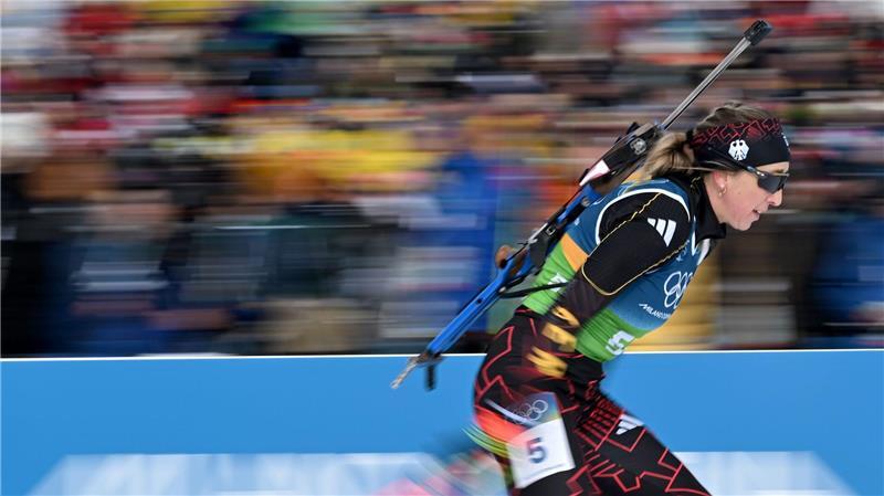 Zu oft nur nah dran: Franziska Preuß gewann bislang keine Einzel-Medaille in Antholz.