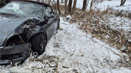 Zur Absicherung der Einsatzkräfte und aufgrund der glatten Fahrbahn wurde die L116 vollständig gesperrt.