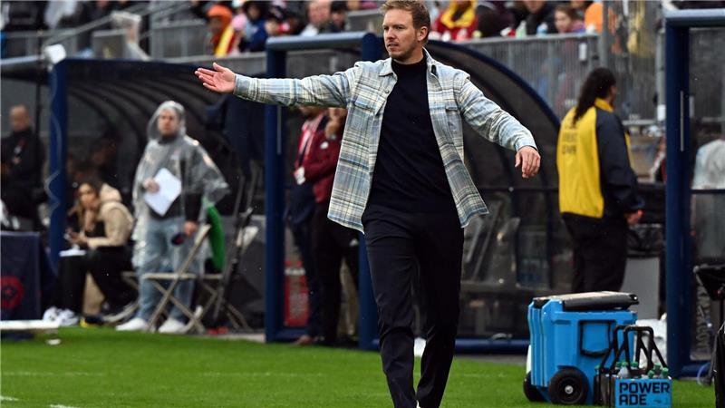 Nagelsmann zurück auf Los und Völlers Chicago-Erinnerungen Zurück am Startpunkt: Julian Nagelsmann bei seinem Länderspiel-Debüt als Bundestrainer gegen die USA im Oktober 2023 in Hartford. (Archivbild)