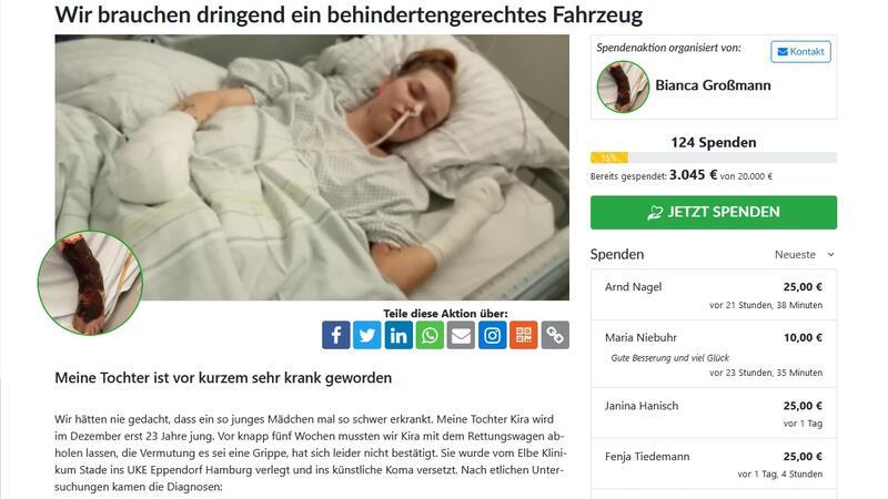 Schwerkranke Kira aus Dollern liegt auf der Intensivstation Zwar haben schon etliche Helfer für Kira Sondermann gespendet, jedoch fehlt noch ein erheblicher Anteil zum Erreichen des Spendenziels.