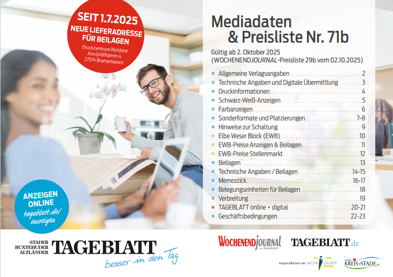 Mediadaten Preisliste Tageblatt 2025